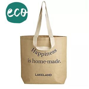 Lakeland Large Jute Tote Happiness is Homemade- Eco-Friendly two strap handles